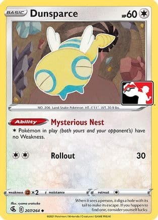 Dunsparce - 207/264 — Prize Pack Series Cards Pokémon TCG card by ryoma uratsuka