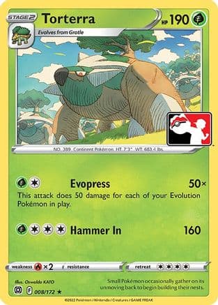 Torterra - 008/172 — Prize Pack Series Cards Pokémon TCG card by Oswaldo KATO