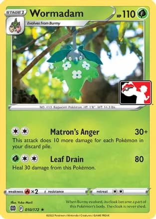 Wormadam - 010/172 — Prize Pack Series Cards Pokémon TCG card by Yuka Morii