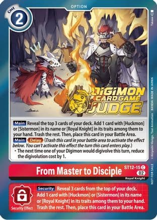 From Master to Disciple (Judge Pack 3) — Starter Deck 12: Jesmon Digimon Card Game card by Akiyoshi Hongō, Toei Animation
