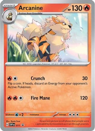 Arcanine - 011 — SV: Scarlet & Violet Promo Cards Pokémon TCG card by Ryuta Fuse