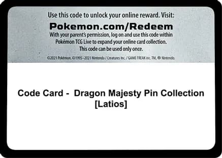 Code Card - Dragon Majesty Pin Collection [Latios] — World Championship Decks