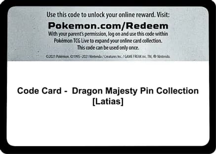 Code Card - Dragon Majesty Pin Collection [Latias] — World Championship Decks