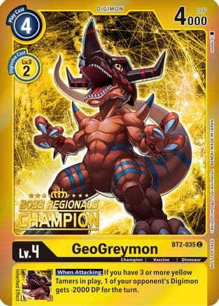 GeoGreymon (2023 Regionals Champion) — Digimon Card Game card