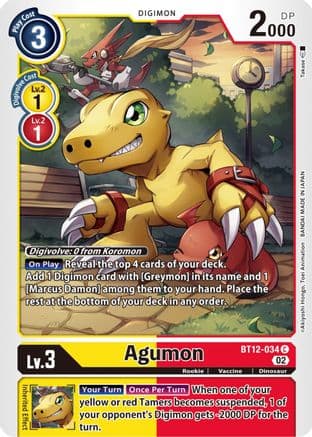 Agumon - BT12-034 — Across Time Digimon Card Game card by Takase