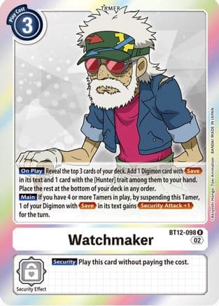 Watchmaker — Across Time Digimon Card Game card by Akiyoshi Hongo, Toei Animation, BANDAI MADE IN JAPAN