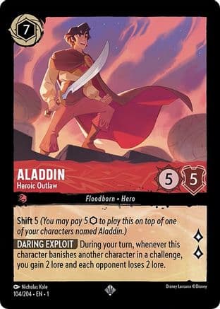 Aladdin - Heroic Outlaw — The First Chapter Disney Lorcana card by Nicholas Kole