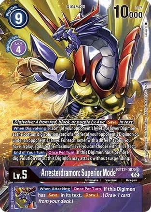 Arresterdramon: Superior Mode (Alternate Art) — Across Time Digimon Card Game card by Akiyoshi Honga, Toei Animation