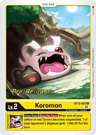 Koromon — Across Time Pre-Release Cards