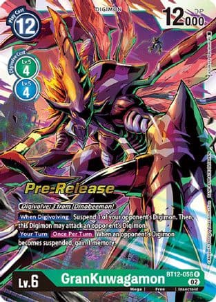 GranKuwagamon — Across Time Pre-Release Cards Digimon Card Game card by Akiyoshi Honga, Katsuya Sakamoto, Tomofumi Mizuno, Takumi Amamoto