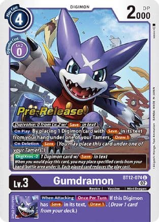 Gumdramon — Across Time Pre-Release Cards Digimon Card Game card by Akiyoshi Honga, Toei Animation