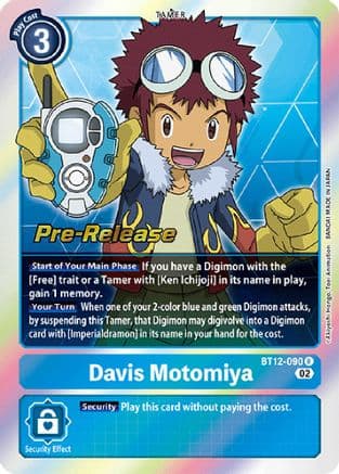 Davis Motomiya — Across Time Pre-Release Cards Digimon Card Game card by Akiyoshi Hongo, Toei Animation