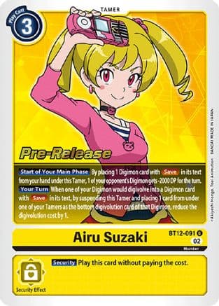 Airu Suzaki — Across Time Pre-Release Cards Digimon Card Game card by Akiyoshi Hongo, Toei Animation