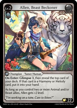 Allen, Beast Beckoner — Dawn of Ashes 1st Edition Grand Archive TCG card by Hanh Chu