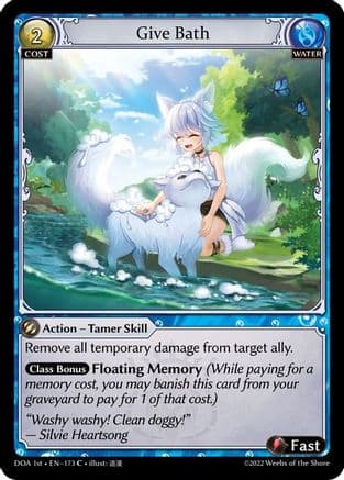 Give Bath — Dawn of Ashes 1st Edition Grand Archive TCG card by Silvie Heartsong