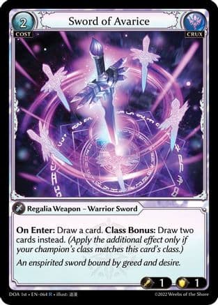 Sword of Avarice — Dawn of Ashes 1st Edition