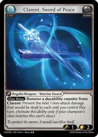 Clarent, Sword of Peace — Grand Archive TCG card