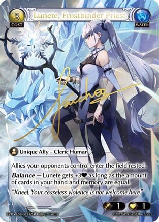 Lunete, Frostbinder Priest — Dawn of Ashes Event Pack Grand Archive TCG card by Faicha