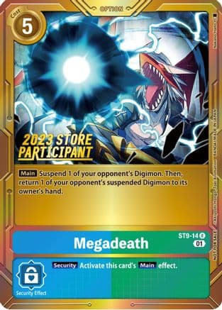 Megadeath (2023 Store Participant) — Starter Deck 09: Ultimate Ancient Dragon Digimon Card Game card by Akiyoshi Hongo, Toei Animation, BANDAI MADE IN JAPAN