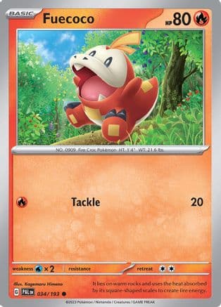 Fuecoco - 034/193 — SV02: Paldea Evolved Pokémon TCG card by Kagemaru Himeno