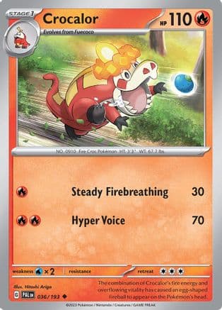 Crocalor - 036/193 — SV02: Paldea Evolved Pokémon TCG card by Hitoshi Ariga