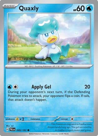 Quaxly - 049/193 — SV02: Paldea Evolved Pokémon TCG card by sui
