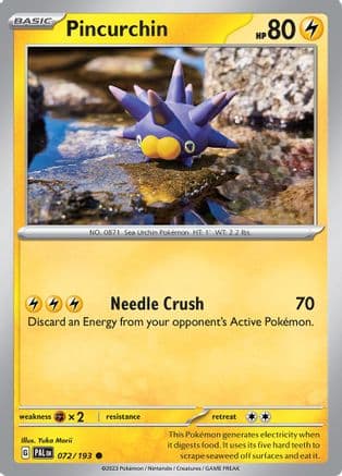 Pincurchin - 072/193 — SV02: Paldea Evolved Pokémon TCG card by Yuka Morii