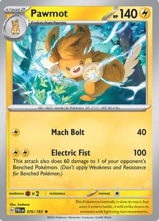 Pawmot — SV02: Paldea Evolved Pokémon TCG card by kodama