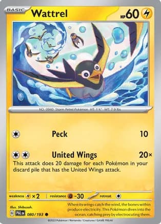 Wattrel - 080/193 — SV02: Paldea Evolved Pokémon TCG card by Shibuzoh.