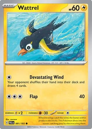 Wattrel - 081/193 — SV02: Paldea Evolved Pokémon TCG card by sowsow