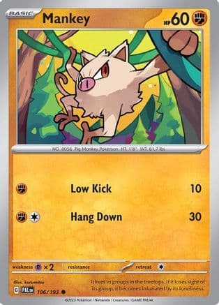 Mankey — SV02: Paldea Evolved Pokémon TCG card by kurumitsu