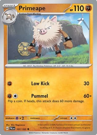 Primeape — SV02: Paldea Evolved Pokémon TCG card by Shin Nagasawa