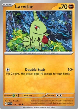 Larvitar — SV02: Paldea Evolved Pokémon TCG card by Haru Akasaka