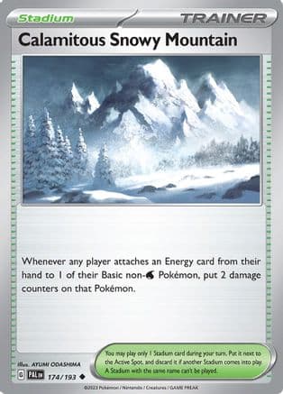 Calamitous Snowy Mountain — SV02: Paldea Evolved Pokémon TCG card by AYUMI ODASHIMA