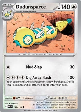 Dudunsparce — SV02: Paldea Evolved Pokémon TCG card by Mina Nakai