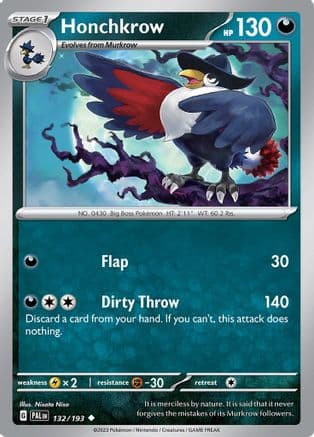Honchkrow — SV02: Paldea Evolved Pokémon TCG card by Nisota Niso