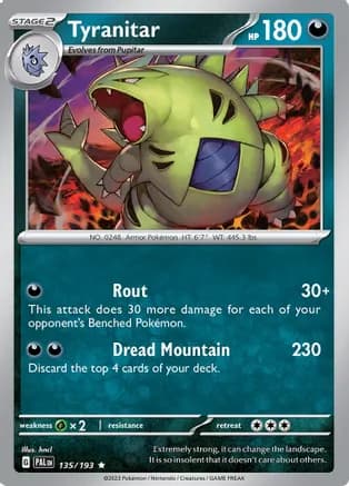 Tyranitar - 135/193 — SV02: Paldea Evolved Pokémon TCG card by hncl
