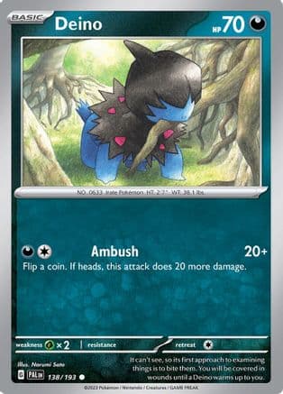 Deino — SV02: Paldea Evolved Pokémon TCG card by Narumi Sato