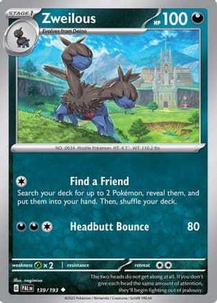 Zweilous — SV02: Paldea Evolved Pokémon TCG card by nagimiso