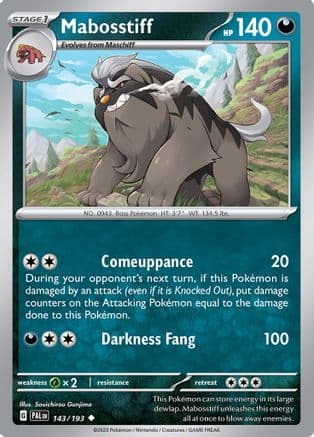 Mabosstiff — SV02: Paldea Evolved Pokémon TCG card by Souichirou Gunjima