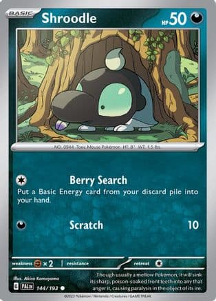 Shroodle - 144/193 — SV02: Paldea Evolved Pokémon TCG card by Akira Komayama