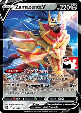 Zamazenta V - 105/172 — Prize Pack Series Cards Pokémon TCG card by PLANETA Mochizuki