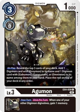 Agumon - EX4-038 — Alternative Being Booster Digimon Card Game card by Kenji Watanabe