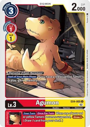 Agumon - EX4-005 — Alternative Being Booster Digimon Card Game card by Ryodan