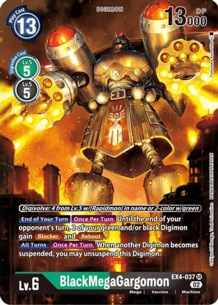 BlackMegaGargomon (Alternate Art) — Alternative Being Booster Digimon Card Game card by Akiyoshi Hongo, Toei Animation