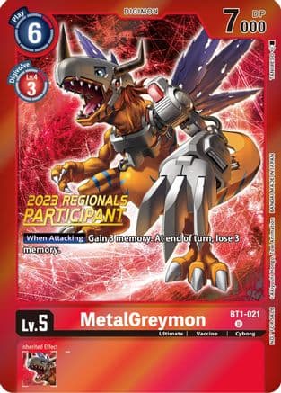 MetalGreymon - BT1-021 (2023 Regionals Participant) — Release Special Booster 1.0