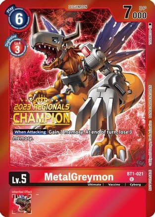 MetalGreymon - BT1-021 (2023 Regionals Champion) — Release Special Booster 1.0
