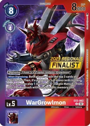 WarGrowlmon (2023 Regionals Finalist) — Digimon Card Game card