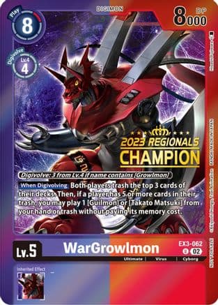 WarGrowlmon (2023 Regionals Champion) — Digimon Card Game card