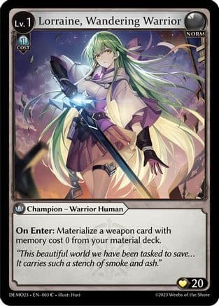 Lorraine, Wandering Warrior — 2023 Demo Deck Grand Archive TCG card by Hori